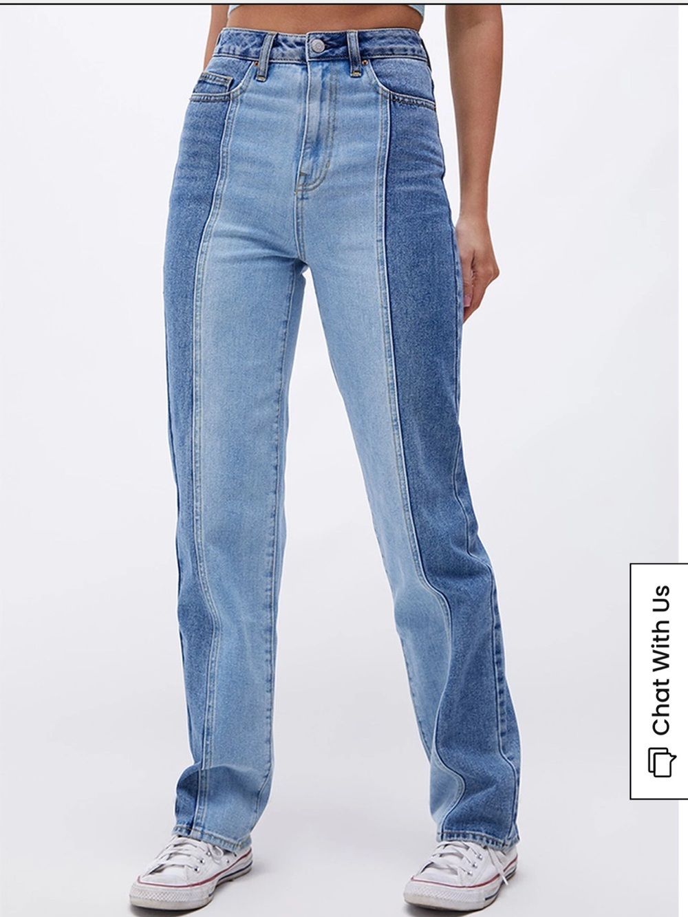 PacSun Two-Tone High-Rise Straight-Leg Jeans - Blue